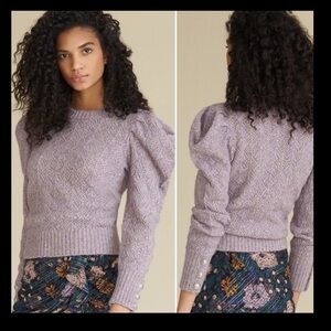 Veronica Beard Novah Orchid Purple Puff Sleeve Alpaca blend Sweater Size Large